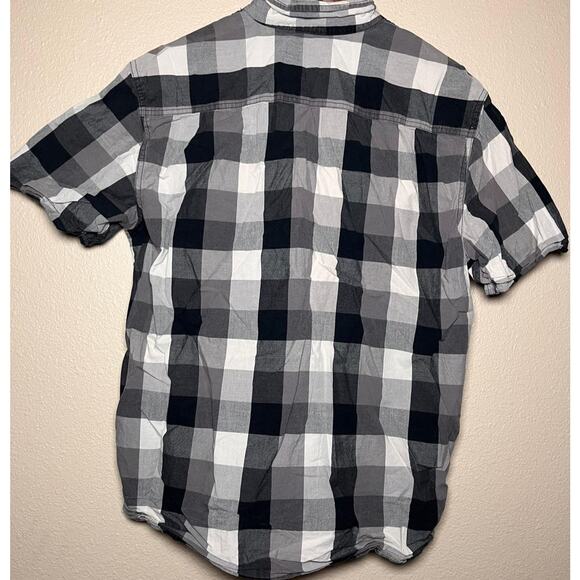 ⚫ Carhartt 🪵 Black & Gray Buffalo Plaid Short-Sleeve Button-Up – L - Picture 2 of 5